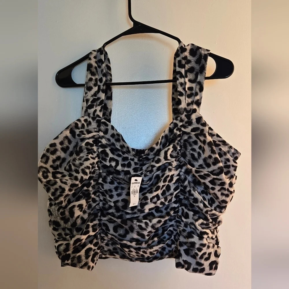 Express Leopard Print Ruched Corset - Picture 2 of 7